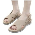 thumbnail image 3 of Gubotare Wide Sandals for Women 2025 Dressy Strappy Arch Support Flat Wedge Sandals Walking Women Open Toe Ankle Strap Comfortable Platform Slip-On Shoes for Summer Beach Casual (Beige,Size 7.5), 3 of 9