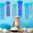 thumbnail image 6 of Mermaid Party Decorations, Jellyfish Paper Lanterns Blue Hanging Lantern for Mermaid Baby Shower Under The Sea Ocean Blue Birthday Party Decorations Pack of 8 (Blue), 6 of 14