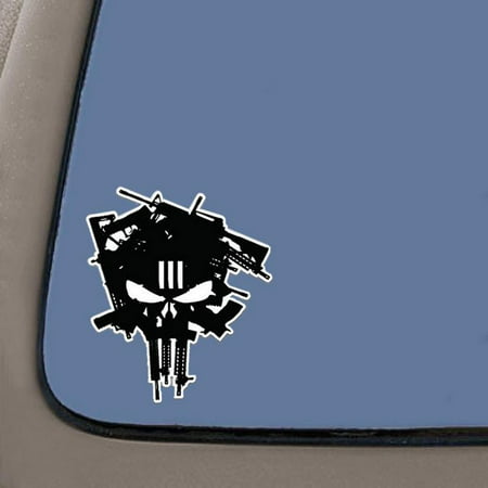 3 Percenter Machine Gun Punisher Skull | 5.5 Inches By 4.5 Inches Decal Sticker | Car Truck Van SUV Laptop Macbook Wall