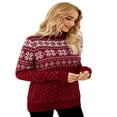 thumbnail image 3 of Chandail de Noël Laid pour Femmes Flocon de Neige Décontracté Coupe Ample Manches Longues Col Rond Tricot Chandail Molletonné pour l'Automne Bleu P, 3 of 7