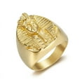 thumbnail image 5 of Hip hop 14K Yellow Gold Big Egyptian Pharaoh Rings for Men Rock Mens Signet Finger Jewelry Gift, 5 of 6