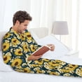 thumbnail image 6 of Naloa Sunflowers Men’s Pajamas Set - Long Sleeve Button Down Sleep Shirt and Pajama Bottoms Sleepwear Set-Large, 6 of 7
