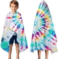 thumbnail image 3 of Colorful Tie Dye Pattern Hooded Bath Towel，50"x30" for Ages 3 To 12 Kids, Quick Dry Lightweight Soft Microfiber Hood Beach Towel Cover Up for Kids, 3 of 7