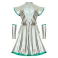 thumbnail image 4 of YUUMIN Kids Alien Girl Robot Outerspace 3 Pcs Sets Cap Sleeve A Line Dress with Gloves Feeler Green Silver 14, 4 of 6