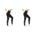 thumbnail image 4 of Minnieouse Pantalones de cintura alta para correr, mallas de entrenamiento, elásticos, transpirables, para viajar, hasta el tobillo, pantalones de Negro METRO 2piezas Minnieouse CBP185904, 4 of 5
