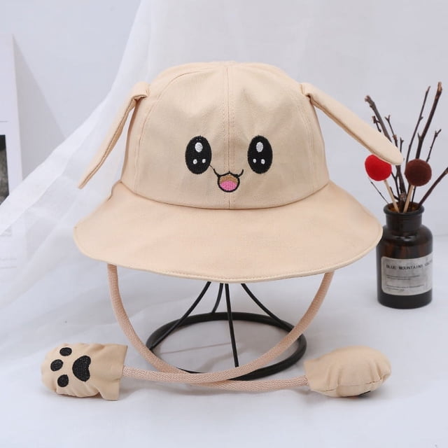 Sombrero de pescador con sombrilla móvil de algodón para niños, sombrero de conejo Pikachu, sombrero para padres e hijos, sombrero de tela para atracciones turísticas