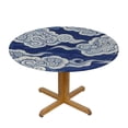 thumbnail image 3 of RUIYC Round Table Cover Waterproof Reusable Table Cloth Round Fitted Tablecloth with Elastic Edged for Party Outdoors, Blue White Pattern Chinese Japanese, 3 of 7