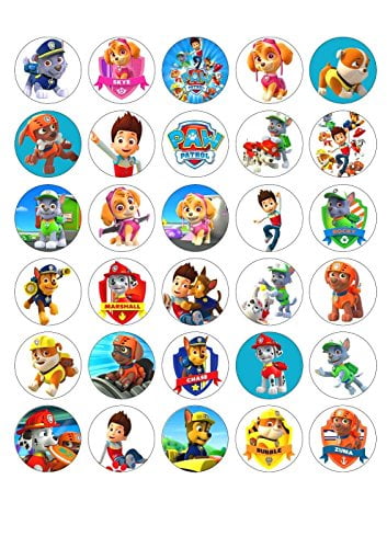 30x Paw Patrol Cupcake Toppers Edible Wafer Paper Fairy Cake Toppers 