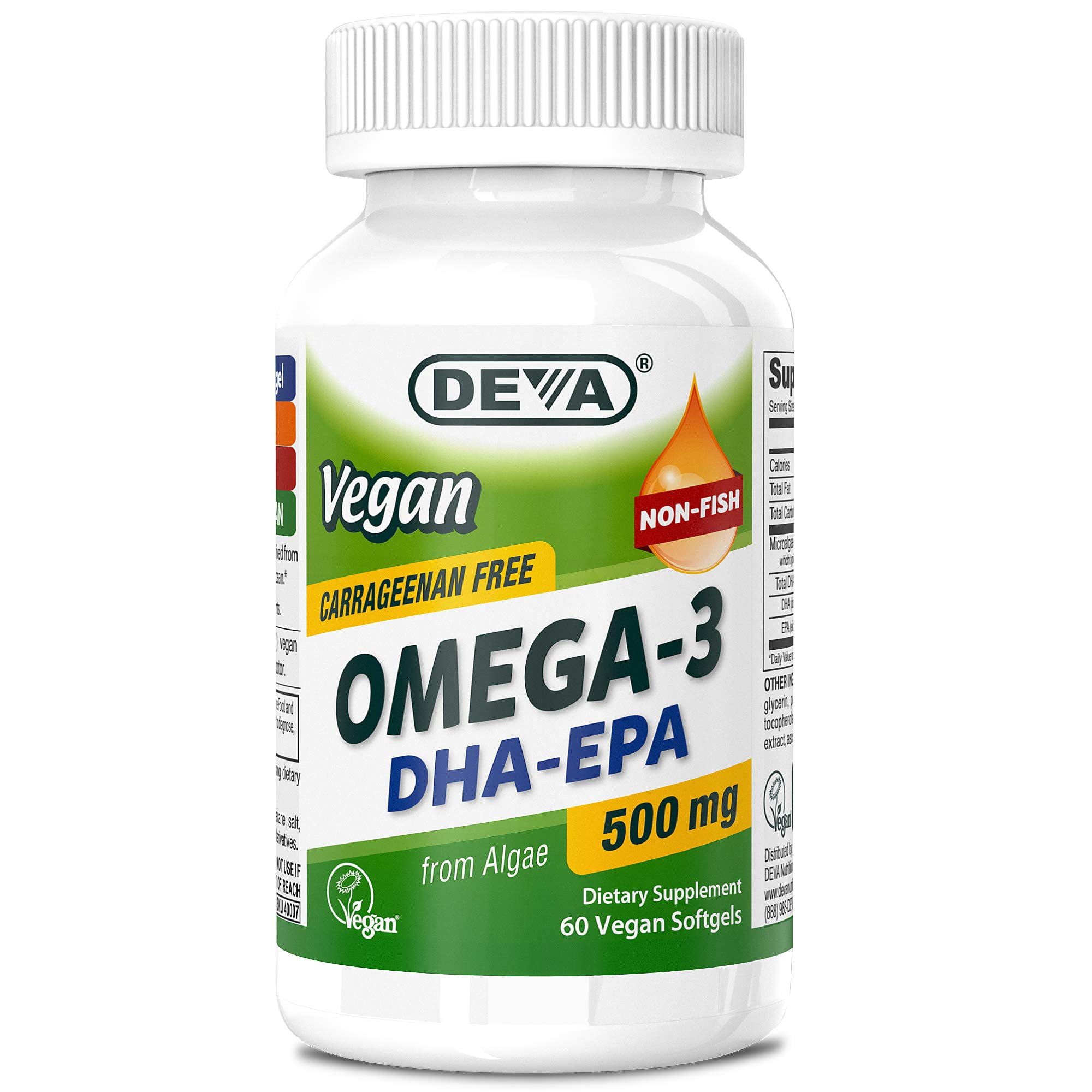 Suplemento DEVA Vegan Omega-3 DHA EPA 500 mg 60 cápsulas blandas ...