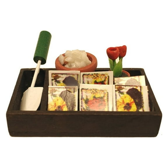 1:12 Scale Miniature Flower Seeds Planter Gardening Box Set Fairy Garden Accessory Dollhouse Decor