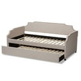 thumbnail image 6 of Baxton Studio Ally Modern and Contemporary Beige Fabric Upholstered Twin Size Sofa Daybed with Roll-Out Trundle Guest Bed, 6 of 7