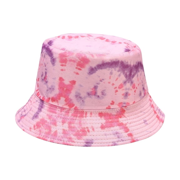 LSONABXA Pink Bucket Hats for Women Under $5 UniFashion Casual Fisherman’s Hat 3D Printed Tie Dye Double Basin Outdoor Visor Polyester Fisherman's Hat