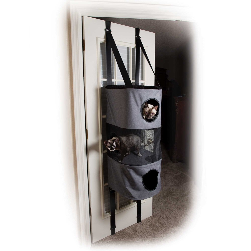 K&H Pet Products Hanging Cat Condo 3 Story Gray 16" x 16" x 65