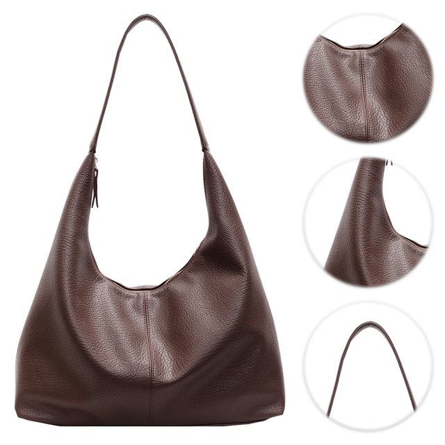 Bolso Mano Hombro para Mujer Color Sólido Cuero PU Gran Capacidad