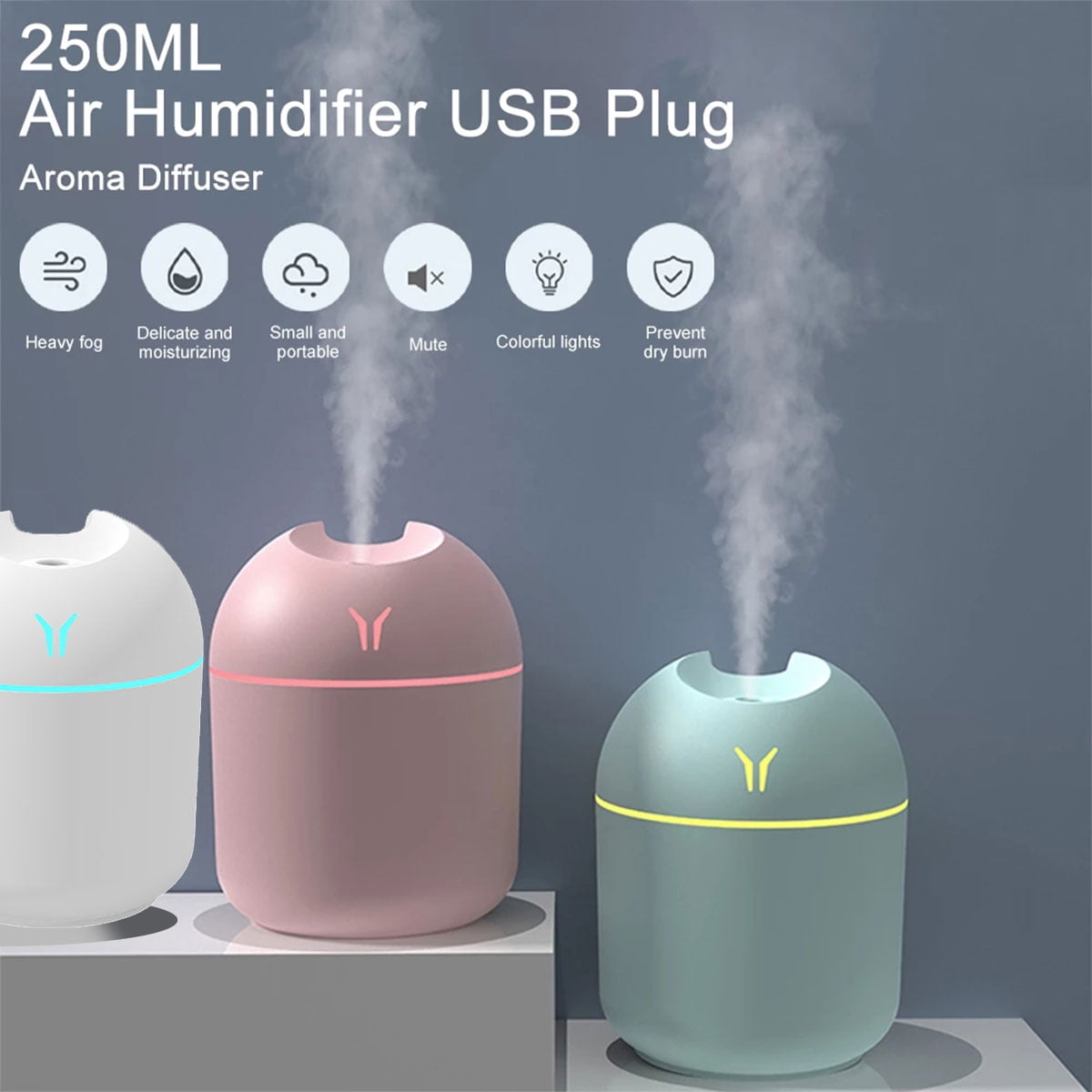 Happy-day Decor Humidifier Home Fragrance Accessories Usb Aroma Night Light Mute Air Diffuser Small Appliances 