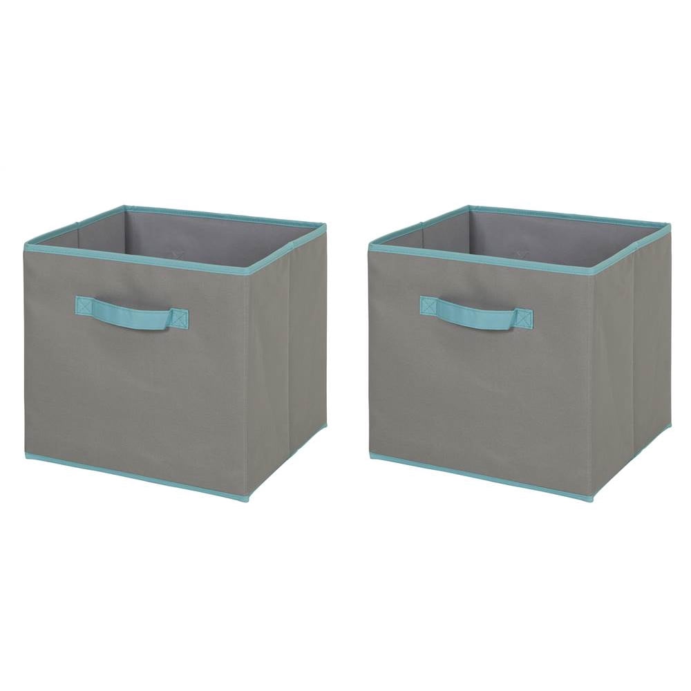 South Shore Fabric Storage Bin, 2 Pack, Large Size, Gray and Turquoise ...
