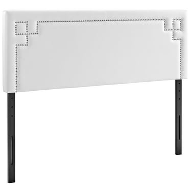 Modern Contemporary Urban Design Bedroom Queen Size Headboard, White, Faux Leather