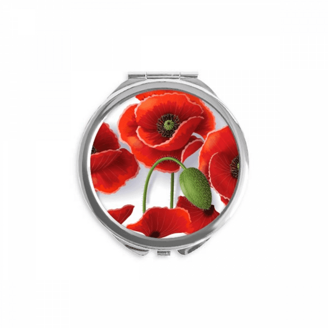 Red Flowers Painting Corn Petals Fruit Hand Compact Mirror Round Portable Pocket Glass