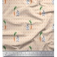 thumbnail image 1 of Soimoi Moss Georgette Fabric Carrot & Rabbit Dots Printed Fabric 1 Yard 42 Inch Wide, 1 of 5