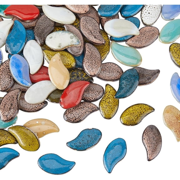 1.1LB/ 75Pcs Irregular Ceramics Mosaic Tiles Leaf Mosaic Pieces Porcelain Mosaic Tiles Mosaic Ceramics Pieces for DIY handcrafting