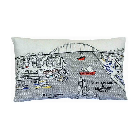 24" White Charleston Daylight Skyline Lumbar Decorative Pillow