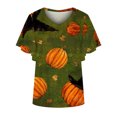 thumbnail image 4 of Camiseta de manga corta suelta con cuello en V y estampado informal a la moda de verano para mujer Fridja  zx3646, 4 of 5
