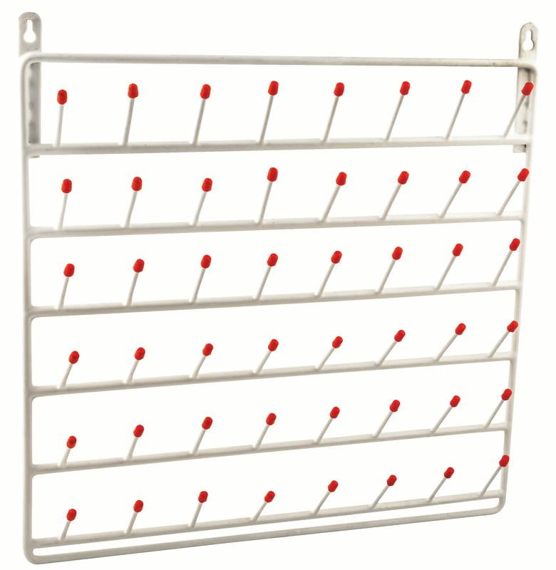 48 Peg Wall Mounted Laboratory Draining Rack, Vinyl Coated Steel, 4 Inch Long Pegs Eisco Labs