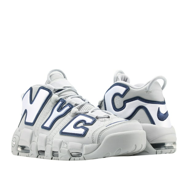 nike more uptempo nyc qs grey/white-navy men's basketball shoes aj3137-001 - Walmart.com