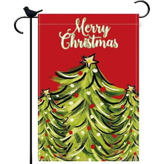 Merry Christmas Welcome Garden Flag 12.5x18 Double Sided Christmas Tree Xmas Winter Holiday Yard Outdoor Yard Lawn Flag Decoration Flag -C 12.5x18