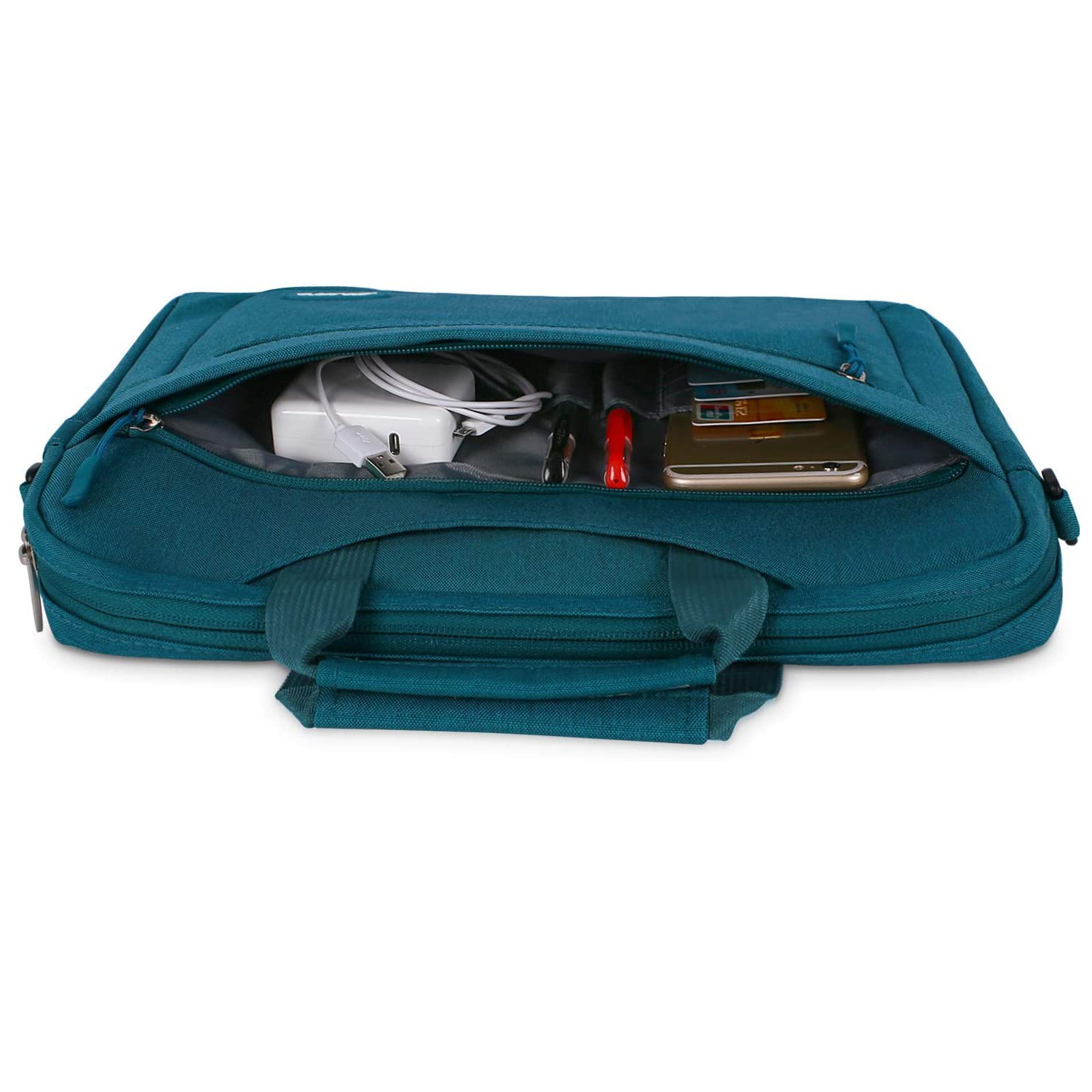 Mosiso 13-13.3 inch Polyester Laptop Shoulder Bag for MacBook Air Pro, 13.3" Notebook Messenger Bag Briefcase Computer Handbag for Dell HP Lenovo Asus Acer Surface, Deep Teal