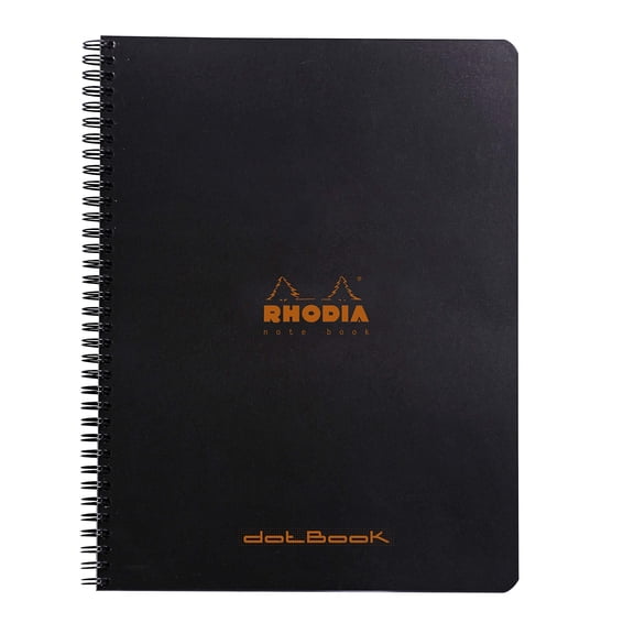 Rhodia Wirebound Meeting Notebook - Black, Dot Grid, 11-3/4" x 9"