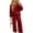 Wine tops for women #1, variant on Xinoom Women Ribbed Knit Two Piece Outfit Set, Henley V‑Neck Long Sleeve Top and Wide Leg Pants, Cozy Loungewear Tracksuit for Casual Home Travel Wear Army Green,L