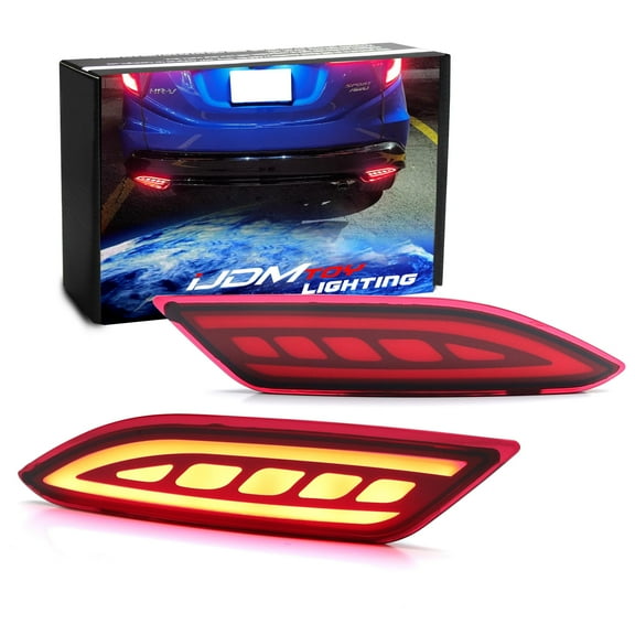 Brilliant Red 40-SMD LED Bumper Reflector Lights For JDM Honda 2016-2022 Vezel (also fit USDM HR-V), Function as Tail & Brake Lamps