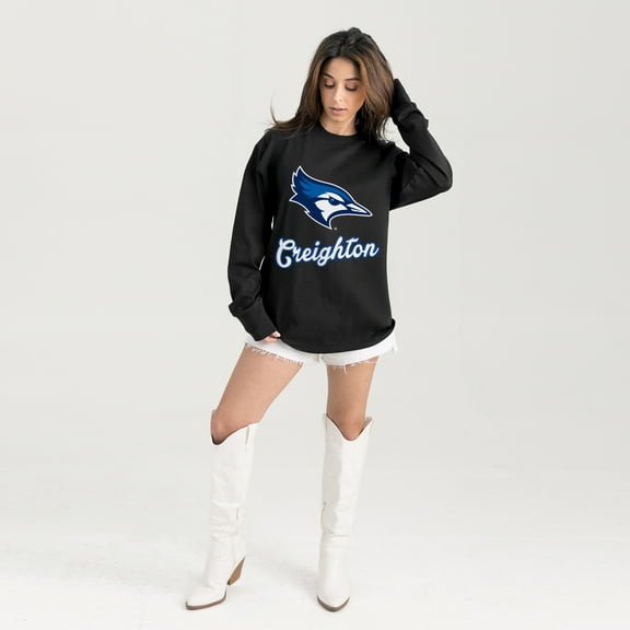 Women's Gameday Couture Black Creighton Bluejays Oversized Honor Roll Long Sleeve T-Shirt
