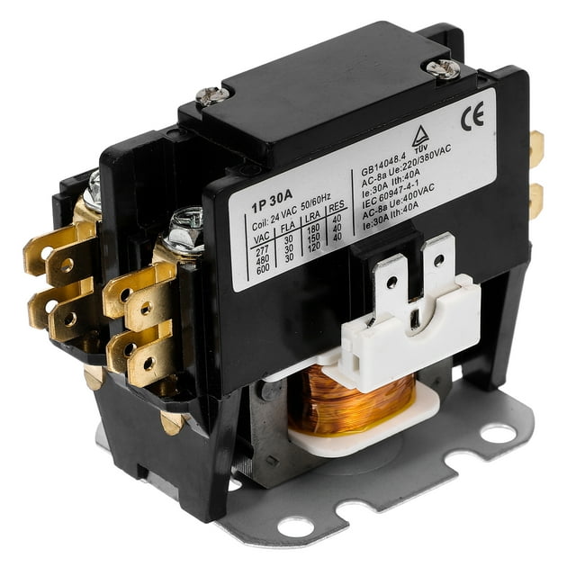 Air Conditioner Motor Contactor Replacement Refrigeration System Compressor Contactor (1Pole 30amp 24vac)