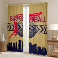 thumbnail image 2 of Homewish Modern Basketball Athlete Curtains Pack of 2 (42x84 Each) for Child, Ball Sports Lover Curtains Blackout, Dark Khaki Stripes Lines Bedroom Curtains, Window Curtains Home Decor, 2 of 6
