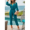 thumbnail image 6 of PRETTYGARDEN Women's Fall Jumpsuits Dressy Casual Pants Romper Spring Long Sleeve V Neck Belt Pockets One Piece Outfits, 6 of 8