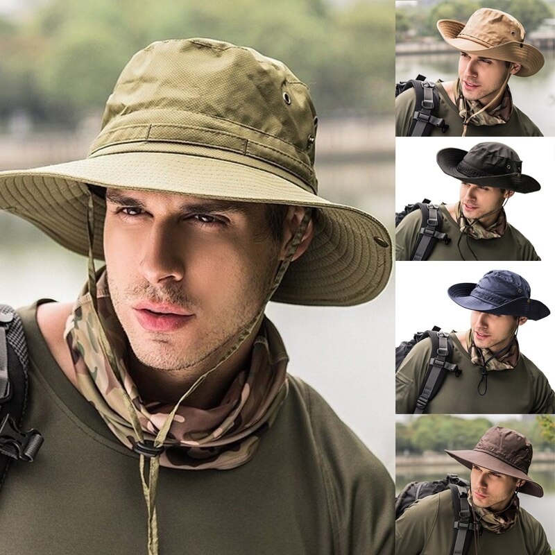 Outdoor Mens Sunhat Topee Cap Wide Brim 