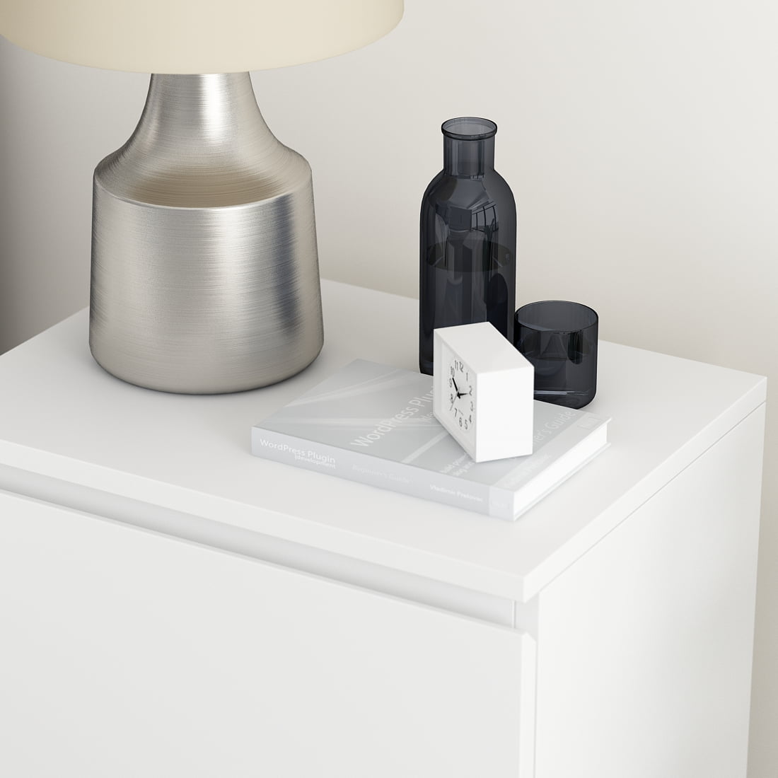 WIAWG Modern Nightstand End Table with 2 Drawers Side Table for Bedroom Living Room White