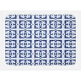 thumbnail image 1 of Abstract Bath Mat, Repeating and Art Deco Inspired Vintage Motifs on a Plain Background, Plush Bathroom Decor Mat with Non Slip Backing, 29.5" X 17.5", Persian Blue and White, by Ambesonne, 1 of 2