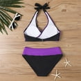 thumbnail image 4 of Minjewel Women's Striped Print Halter Neck Two Piece Bikini Set, Sexy Bathing Suit with Removable Bra Pads, No Underwire,Purple 3XL, 4 of 4
