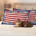 thumbnail image 3 of 4th of July Outdoor Waterproof Pillow Covers, Independence Day Red Blue Poppy Flower Stripe Decorative Rectangle Throw Pillowcase Sofa Cushion Sham for Patio/Couch/Chair, 20"x12" 2 Pack, 3 of 8