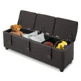 thumbnail image 3 of MCombo Storage Ottoman Bench, Faux Leather Upholstered Footstool with 3 Storage Compartments, Bed End Bench for Bedroom, Entryway W431(Dark Brown), 3 of 9