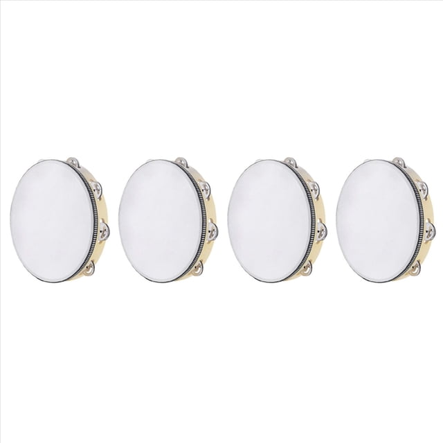 4X Pandereta para Adultos 10 Pulgadas Tambor de Mano Campana Abedul Metal Jingles Percusión Regalo Instrumento Musical Educativo