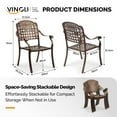 thumbnail image 2 of Patio Chairs Set of 2 - Stackable Outdoor Cast Aluminum Dining Chairs with Vintage Bronze Finish and Plaid Pattern, Metal Armchairs for Poolside, Backyard, Balcony (No cushion), 2 of 10