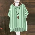thumbnail image 3 of Aezemi Loose Striped Shirts Womens Tunic Curved Hem Lightweight Beach Vacation Casual Tops Women Summer Pullover Short Sleeve Fashion Outdoor Tees 3XL, 3 of 6