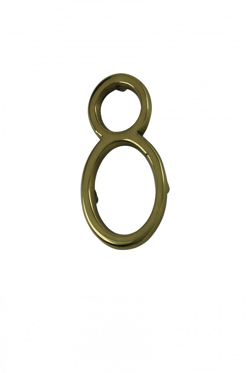 Bright Solid Brass 3' Address House Number '8' Pin Mount | Renovator's Supply