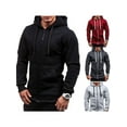thumbnail image 4 of Mens Solid Zip Up Hoodie Classic Winter Hooded Sweatshirt Jacket Coat Top Tops, 4 of 4