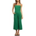 thumbnail image 1 of Txlixc Mono de verano para mujer Tirantes finos ajustables Cintura alta Pierna ancha Mono recortado Mamelucos con bolsillos Txlixc  Estilo de ocio, 1 of 4