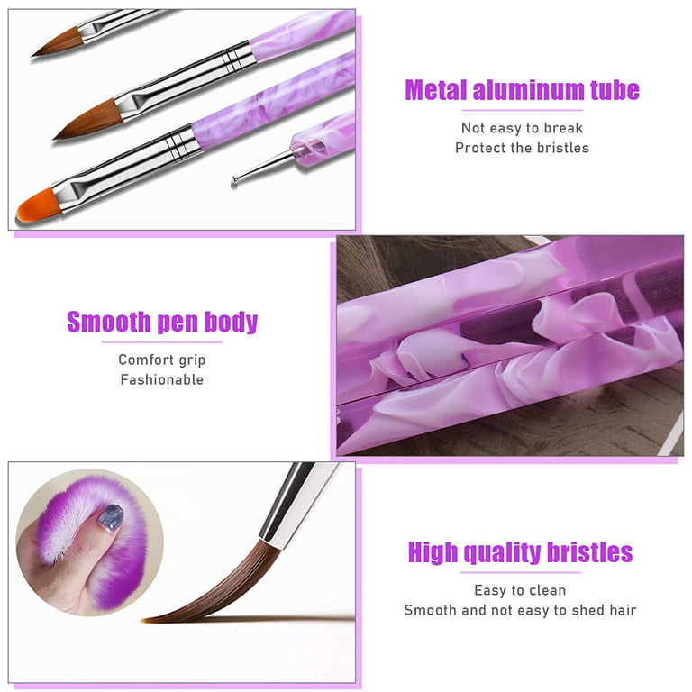  Winstonia 7pcs Gel Nail Brush Set for Nail Tips Builder &  Overlay, Sculpting, Poly Gel, and Extensions. Oval Size Brushes Manicure  Painting Pen - WOODEN ALLURE : Beauty & Personal Care